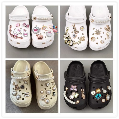 รองเท้าแตะแฟชั่น อุปกรณ์เสริม, Crocs Jibbitz Charms, jibbitz Set, รองเท ้ าแตะคุณภาพสูง อุปกรณ์เสริม,  รูปแบบโลหะเงาตกแต่ง ทําเอง คุณภาพสูง