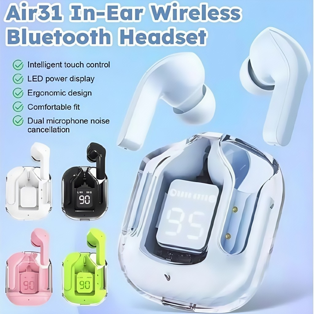 การออกแบบช่องชาร์จโปร่งใส, หูฟังไร้สาย Air31 ในหูบลูทูธ 5.3, รองรับการโทร, การสัมผัส, เข้ากันได้กับระบบหลาย
