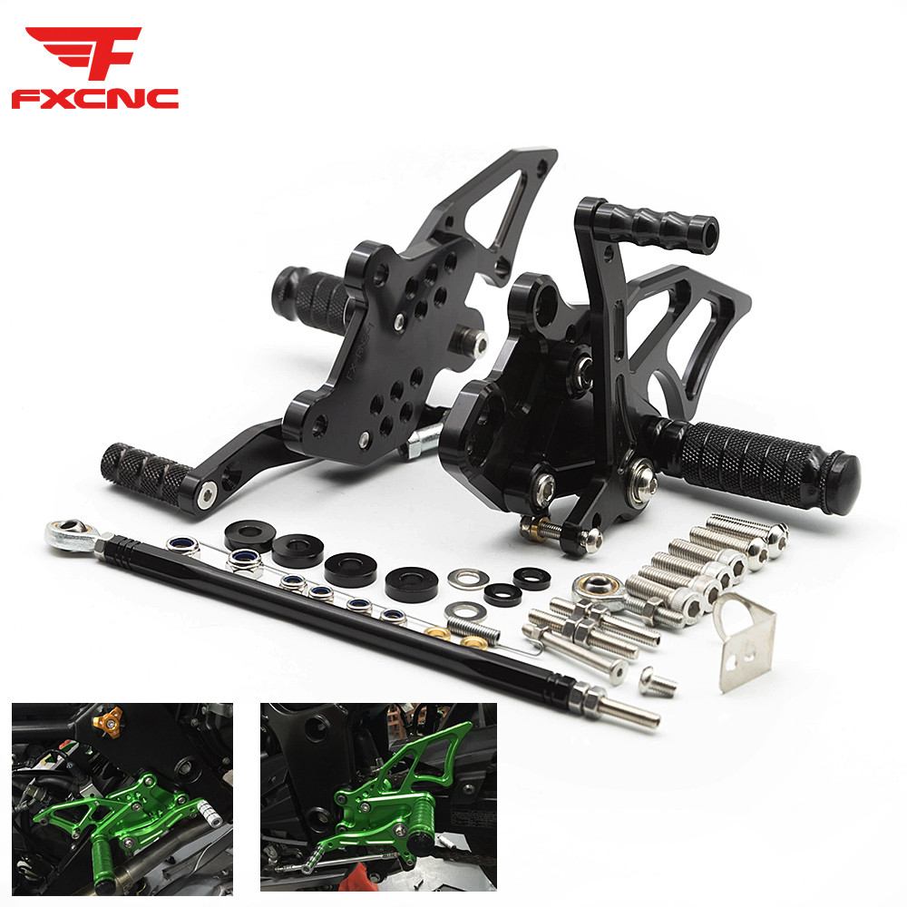 สําหรับ KAWASAKI NINJA 300 250 2013 2014 2015-18 CNC อลูมิเนียมรถจักรยานยนต์ Rearset พักเท้า Footpeg เหยียบเท้า peak ด้านหลังชุด