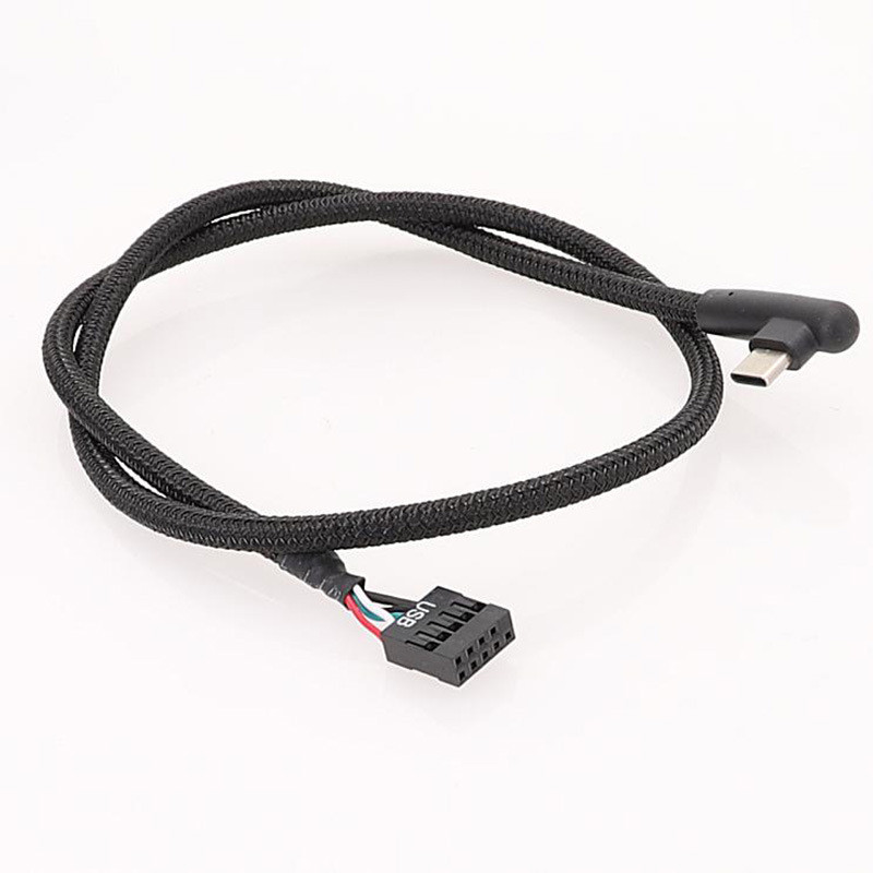 เมนบอร์ด USB 9-Pin to type-c Cable type-c Elbow Data Cable USB2.0 Braided Mesh Data Cable