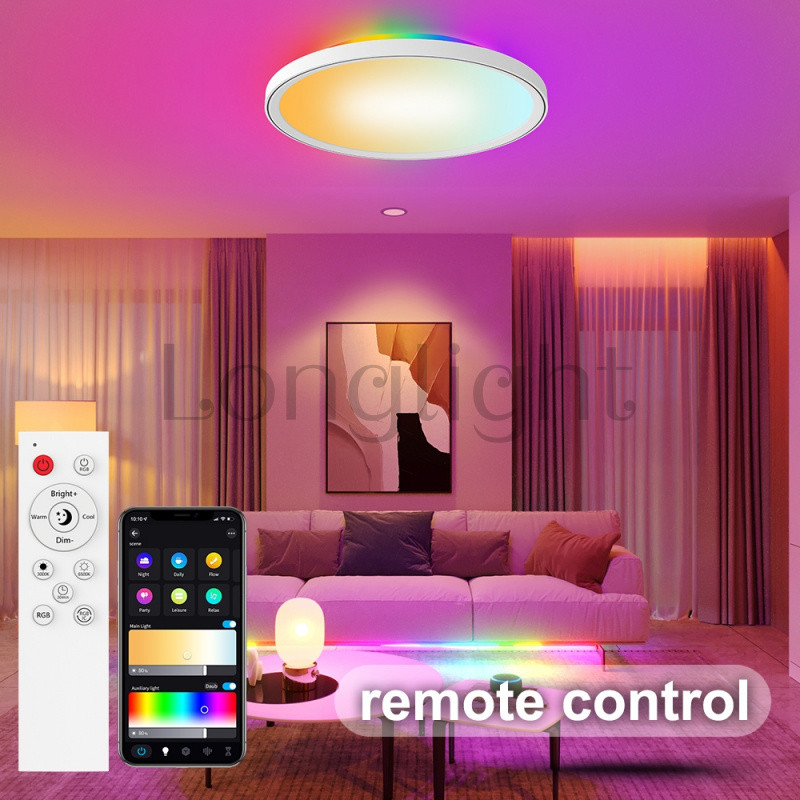 โคมไฟเพดาน LED 30W 30 ซม. พร้อมรีโมตคอนโทรล และแอป RGBIC สําหรับห้องนอน ห้องนั่งเล่น