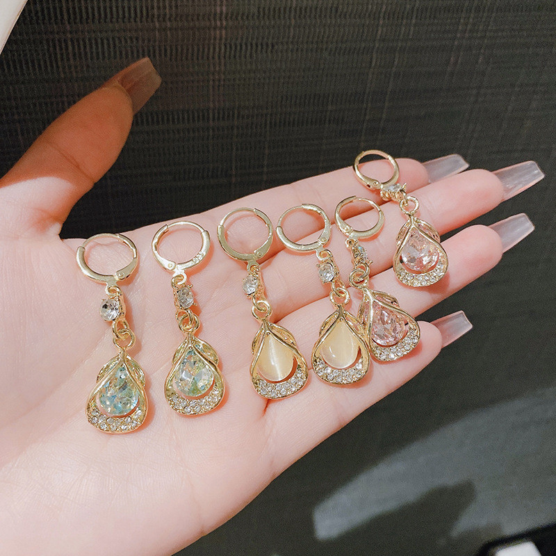 หรูหรา S925 เข็มเงิน Cat Eye Zircon เรขาคณิต Drop ต่างหูผู้หญิง Elegant Dangle ต่างหูแฟชั่นเครื่องประดับขายส่ง