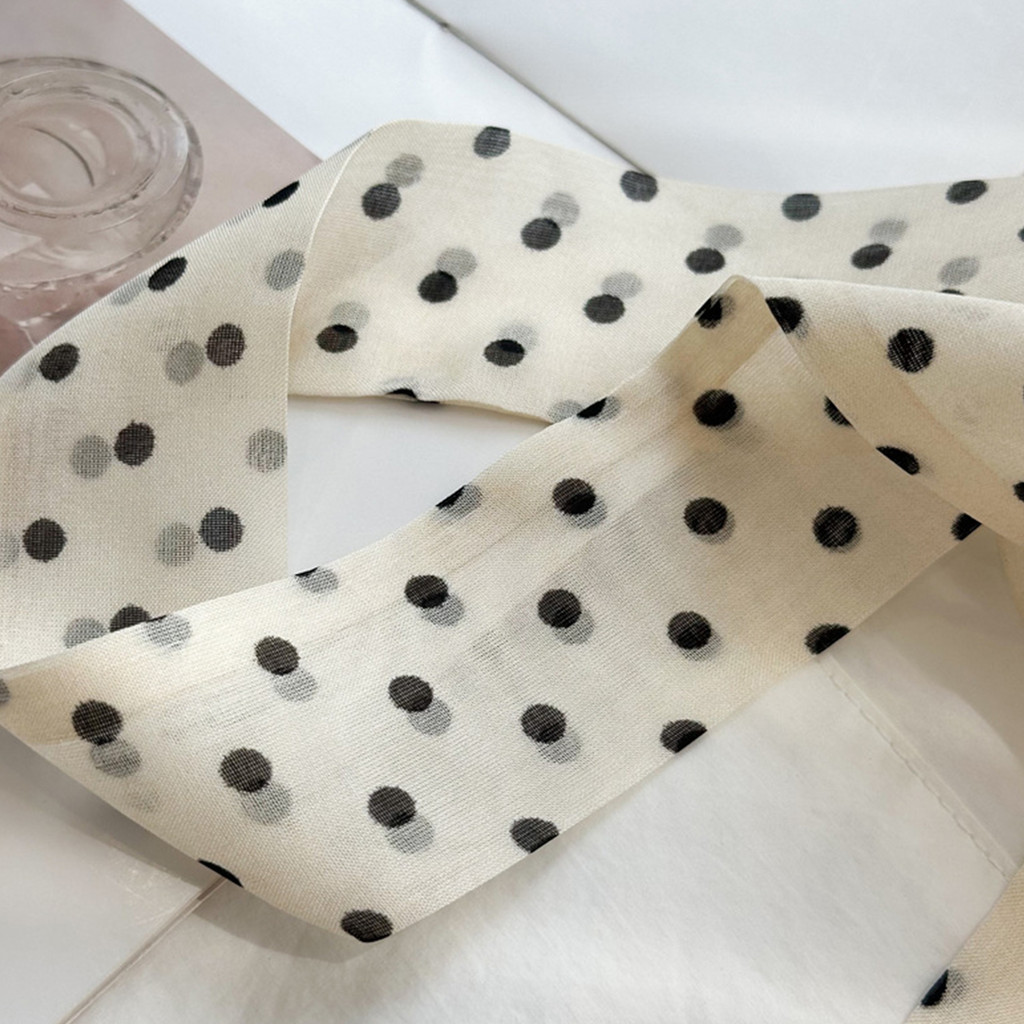 （คลังสินค้าไทย）1ผ้าพันคอไหมลายจุดไม่สม่ําเสมอคุณภาพสูงแฟชั่นสีเบจกาแฟการออกแบบที่เรียบง่ายที่มีประโยชน์ - รูปที่ 6