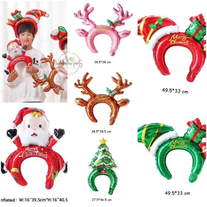 Christmas Headband Foil Balloon / Head band Balloon / Large merry Christmas Bandana Balloon