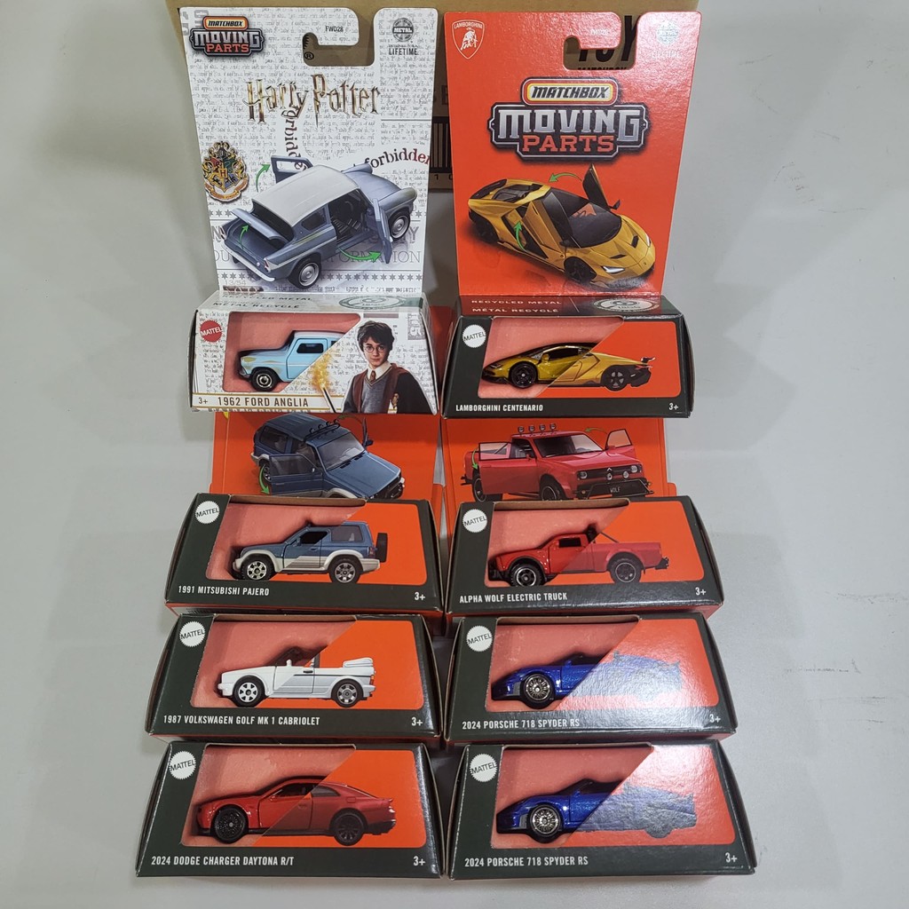 Matchbox Moving Part 2025 Dash E Harry Potter Lamborghini Porsche Dodge Charger Alpha Wolf Mitsubishi Pajero Golf NK1
