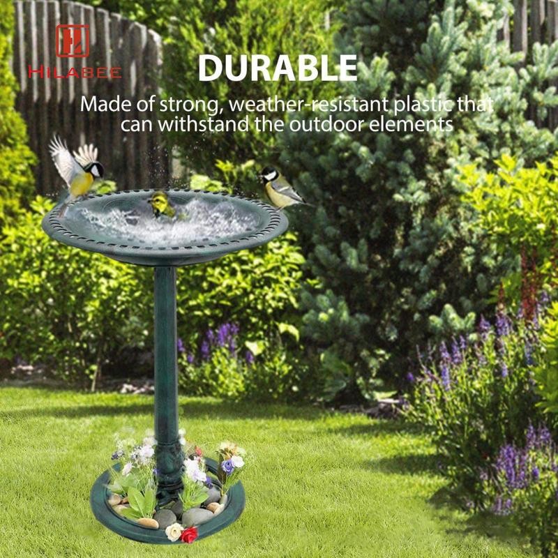 [hilabee] Bird Bath Birdbaths ตกแต่งยืนน้ําหนักเบาการออกแบบดอกไม้ชนบทสําหรับสนามหญ้าสวนลานระเบียงเครื่องประดับ