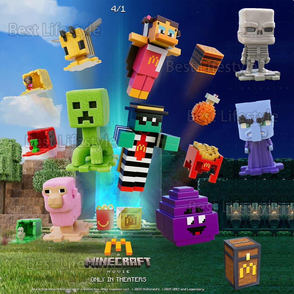 A Minecraft Movie Happy Meal Toy 2025  McDonald's ภาพยนตร์ Happy meal ของเล่นตัวละครบล็อกอาคารชุดตัวละครตัวเลขการกระทํา