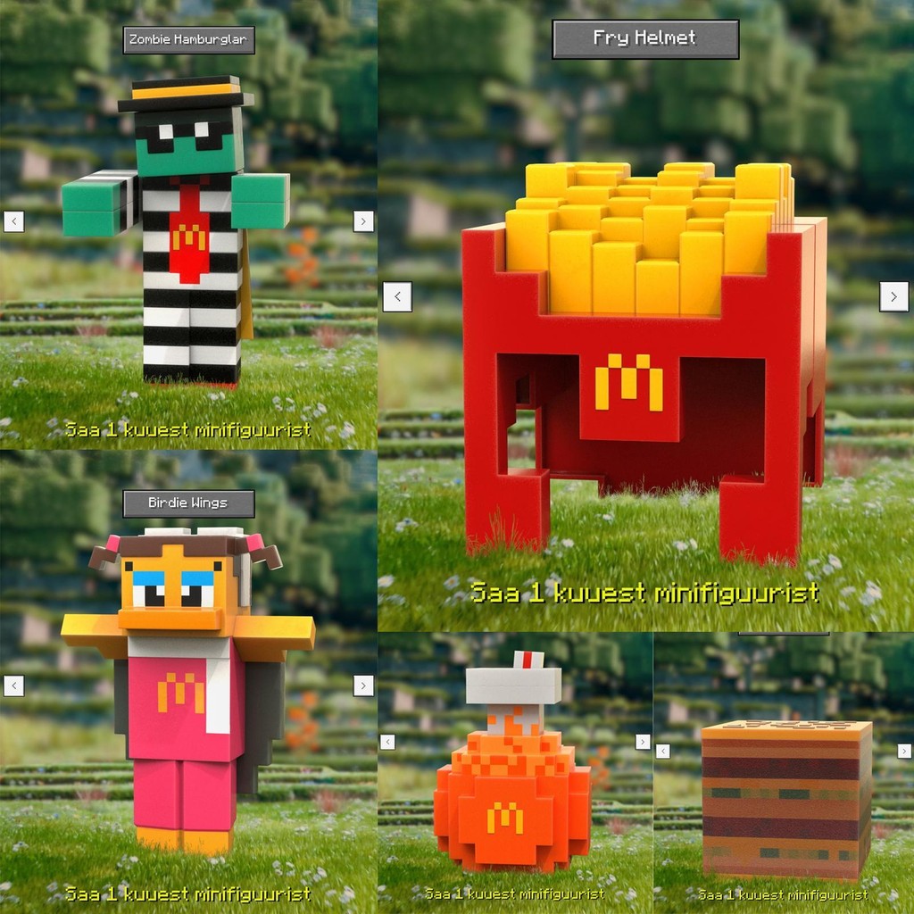 A Minecraft Movie Happy Meal Toy 2025  McDonald's ภาพยนตร์ Happy meal ของเล่นตัวละครบล็อกอาคารชุดตัวละครตัวเลขการกระทํา