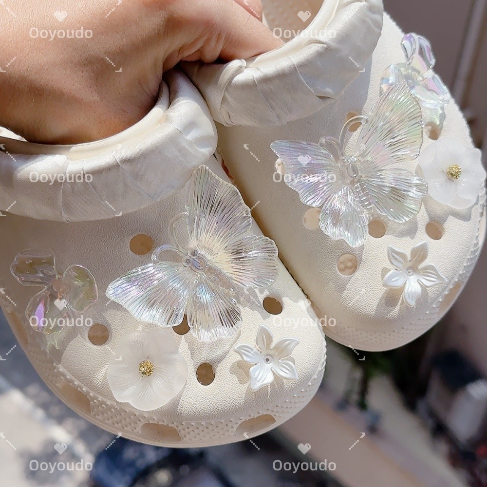 ฤดูร้อนโปร่งใส Baroque ผีเสื้อชุด DIY Jibiz Cros Charms รองเท้าชุดอุปกรณ์เสริม Jibiz 3d Crcs Pins