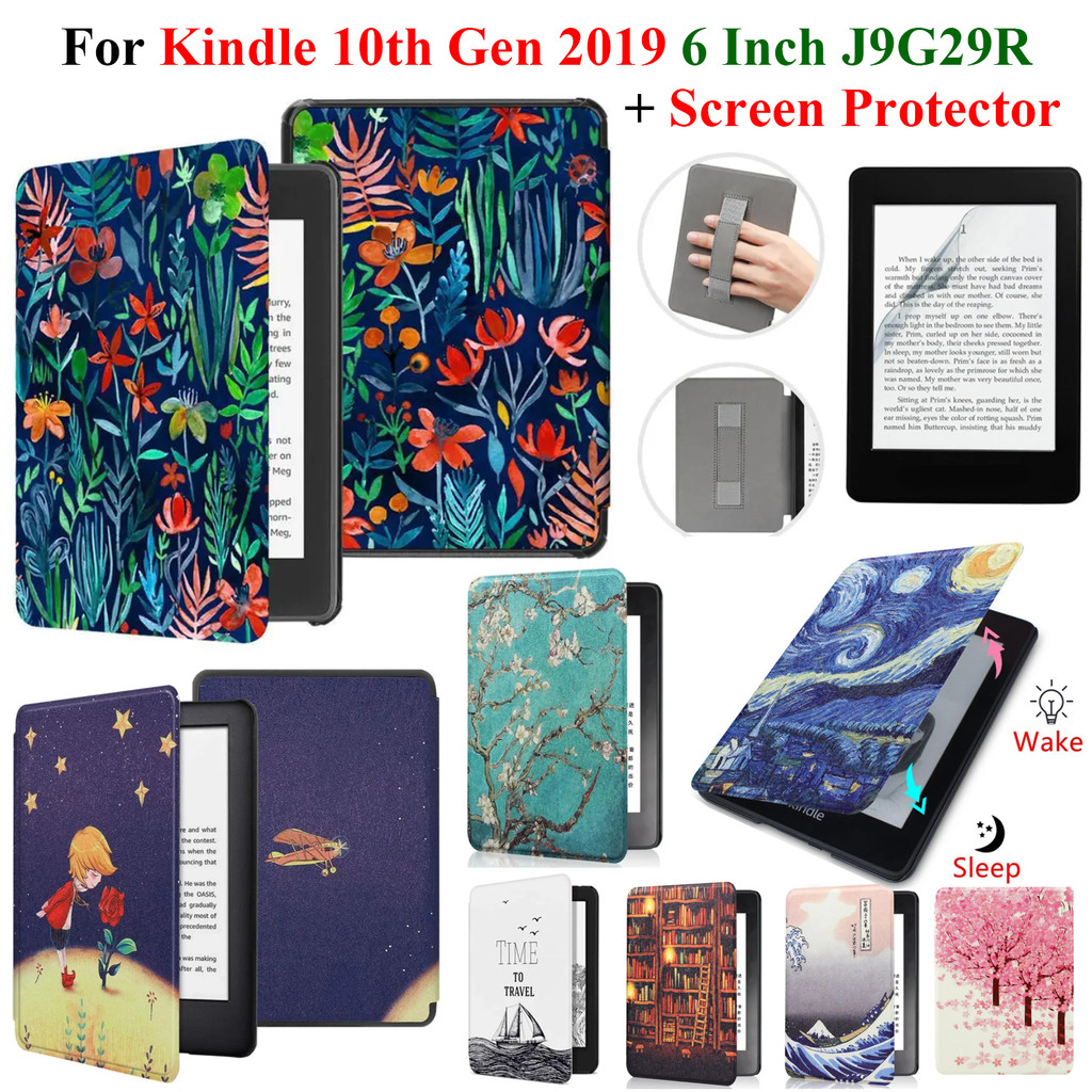สําหรับ Kindle 10th Generation Case + ป้องกันหน้าจอ 6 นิ้วพร้อมสายคล้องมือเข็มขัด Ebook 2019 J9G29R 