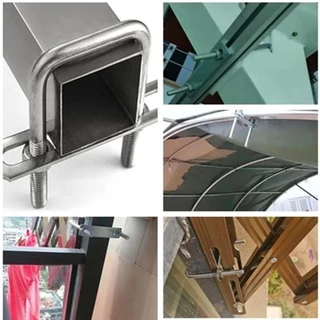 BREWZY 1 ชิ้นท่อ U-Clamp, สกรูชุบสังกะสี Q235 เหล็กคาร์บอน M8 Square Tube Clamp, Baffle มุมขวา U-bolt สําหรับหลอดสี่เหลี่ยม