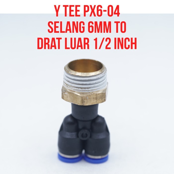 PX6-04 PX 6-04 MPX 6-04 MPX6-04 Slip Lock PNEUMATIC Y Tee Connector ด้ายภายนอก 1/2 นิ้วท่อ 6 มม.x 6 