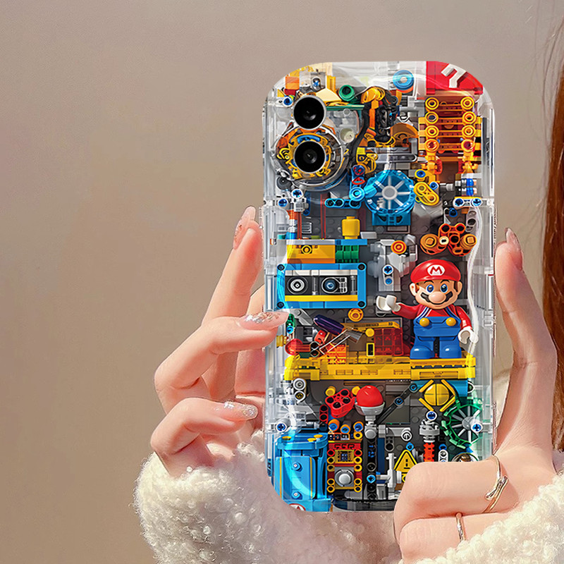 แฟชั่น Building Blocks Mario เคสโทรศัพท์สําหรับ OPPO Reno 4 Pro 6 8 7 10 Pro 6z 11f 4F A57 58 78 1X 