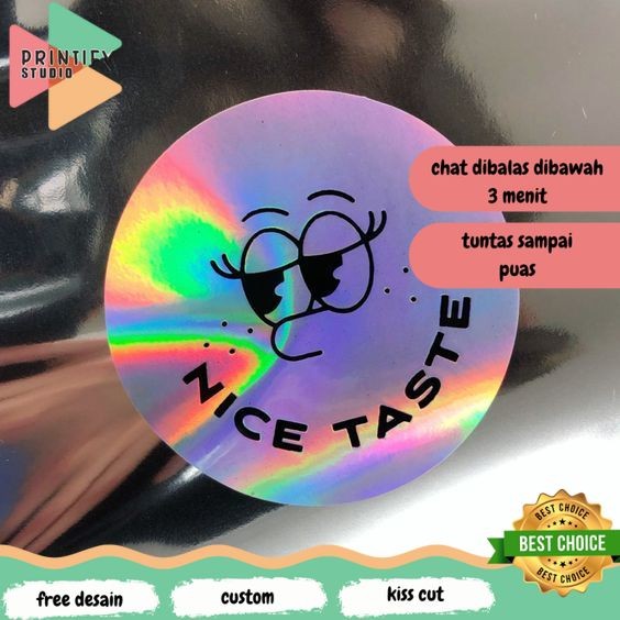 Printify SBH 2-6 พิมพ์รอบสติกเกอร์โลโก้ที่กําหนดเองสติกเกอร์ออนไลน์ป้ายร้านสติกเกอร์กันน้ําวัสดุโฮโล