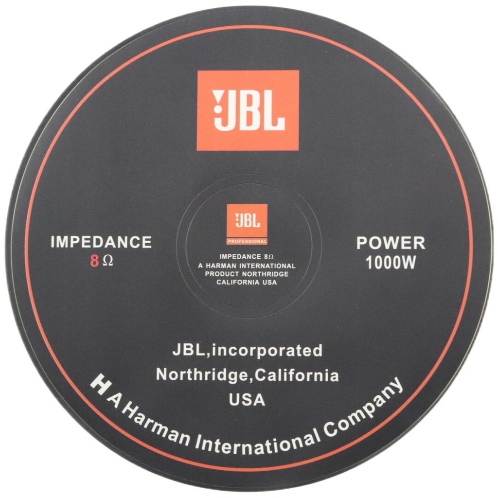 JBL IMPEDANCE 8Ω POWER 1000W โลโก้ป้ายเปลี่ยนชิ้น Paper Sticker เส้นผ่านศูนย์กลางภายนอก 153mm(6.02")
