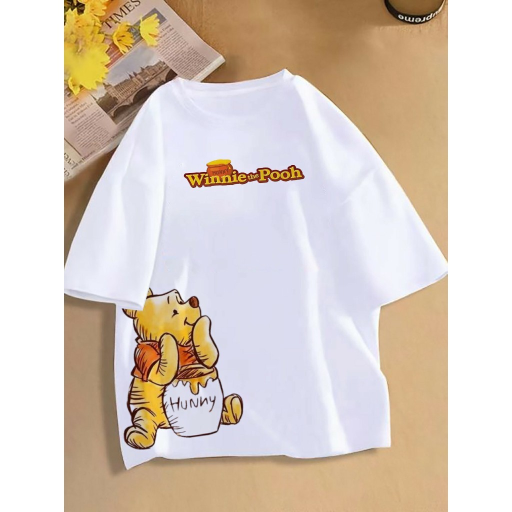 KC-163 Kings ผู้ชายและผู้หญิง Pooh เสื้อยืดผ้าฝ้าย Combed 30s ขนาด SML XL XXL 3XL 4XL DTF การพิมพ์