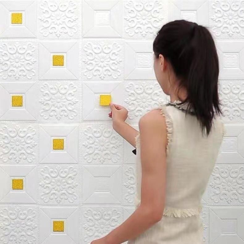 สติ๊กเกอร์ติดผนัง3D 35x35ซม. มีกาวในตัว วอลเปเปอร์ลายอิฐสุดฮิต ติดง่าย กันน้ำ แต่งผนัง–เพดาน มินิมอลโมเดิร์น