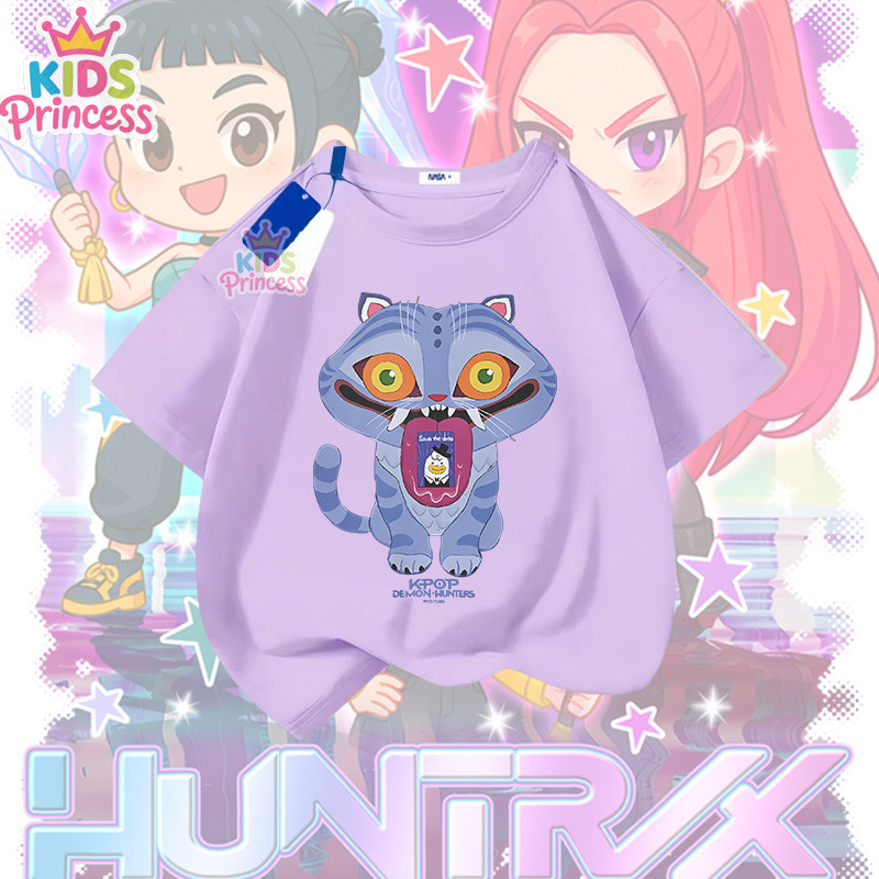 COD (จัดส่งตลอด 24 ชั่วโมง) Kpop Demon Hunters ผ้าฝ้าย 100% เสื้อเชิ้ต 90-150CM N295
