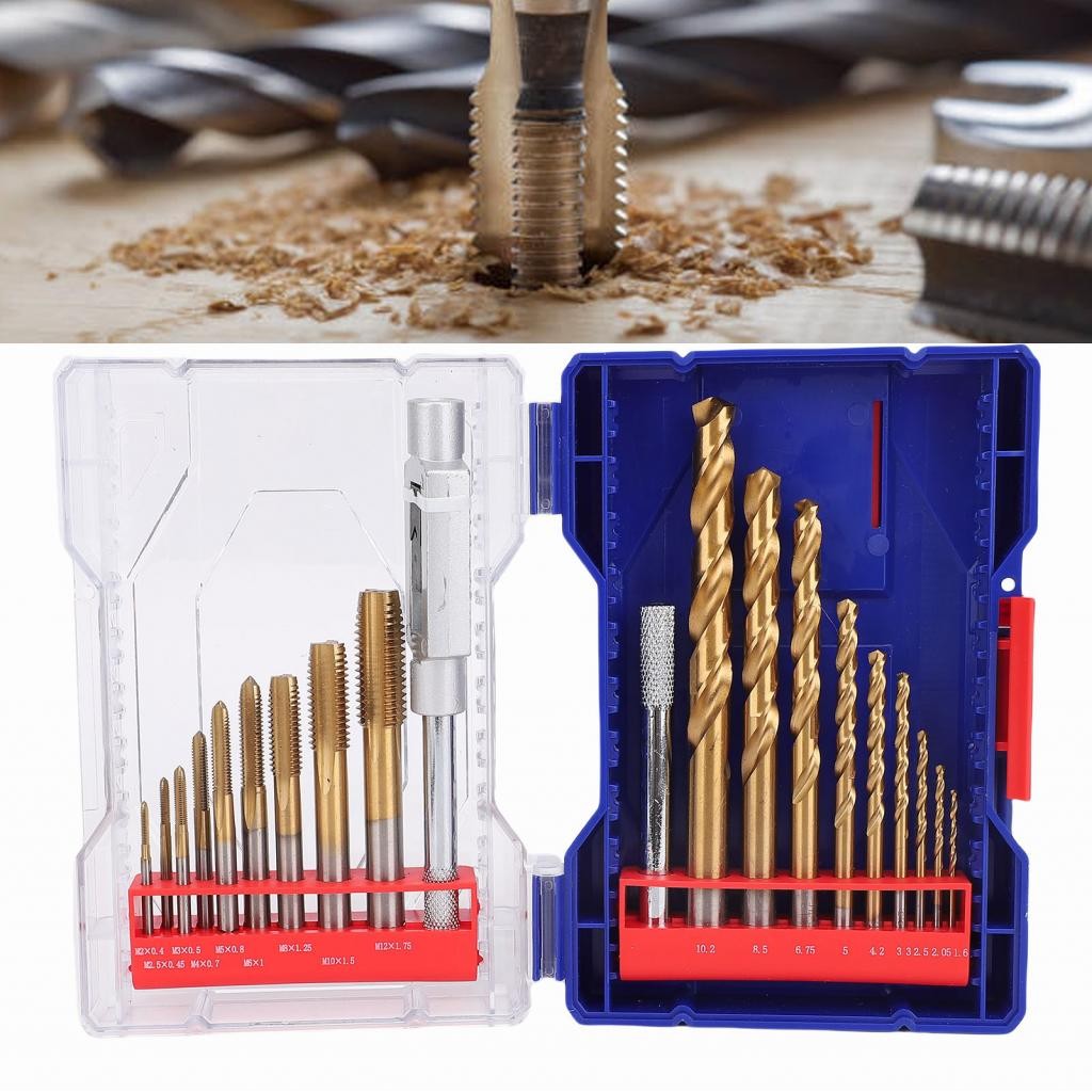 rc_dragons.th สว่านและแตะชุด 9pcs taps บิต M3-M12 1/16-1/2 นิ้วประแจ M2 โลหะผสมเหล็กแท่ง