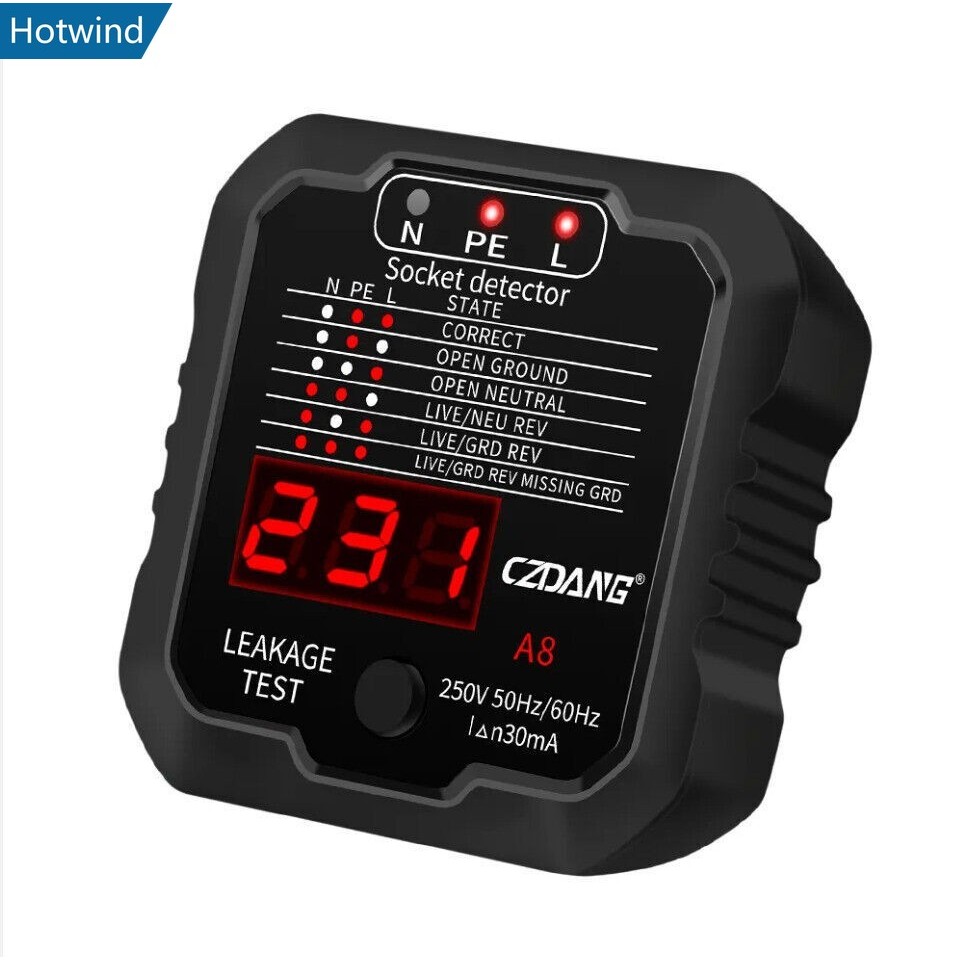 HW1 UK MAINS SOCKET TESTER 240V TEST PLUG IN SOCKET SAFE FAULT EARTH LIVE NEUTRAL