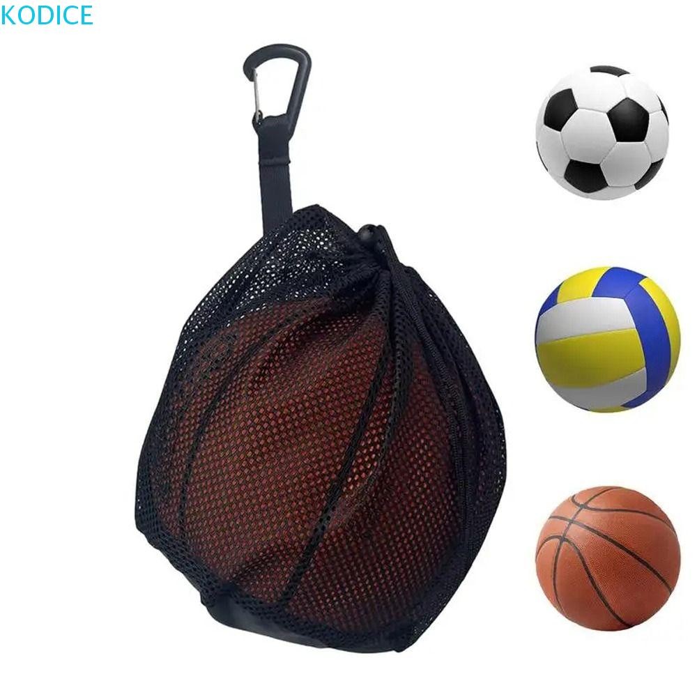 KODICE Ball ถุงตาข่าย, Drawstring Clip on Basketball Storage Bag, Outdoor Sports Oxford Cloth Handbag Training Single Ball Bag for Backpack