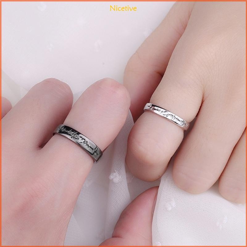 Nice 2Pack แหวนแฟชั่นคู่รักทองแดงปรับได้สําหรับคนรัก Bset Friends วัยรุ่น