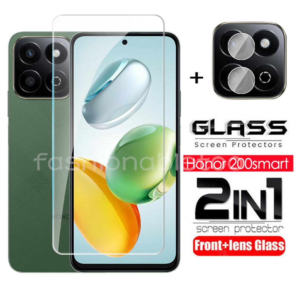 2 in 1 ป้องกันหน้าจอฟิล์มกระจกนิรภัยสําหรับ Huawei Honor 200 Smart pro Lite 200Smart Honor200Smart Honor200pro Honor200Lite กล้องกลับเลนส์ป้องกันคลุมทั้งหมดฟิล์มด้านหน้า