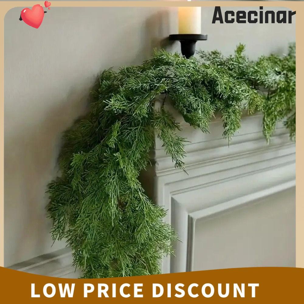 Acecinar พวงหรีดสนประดิษฐ์, 180 ซม./190 ซม.บันไดเครื่องประดับ Cypress Pine Garlands, Creative Greenery หวายเทศกาลเครื่องประดับ