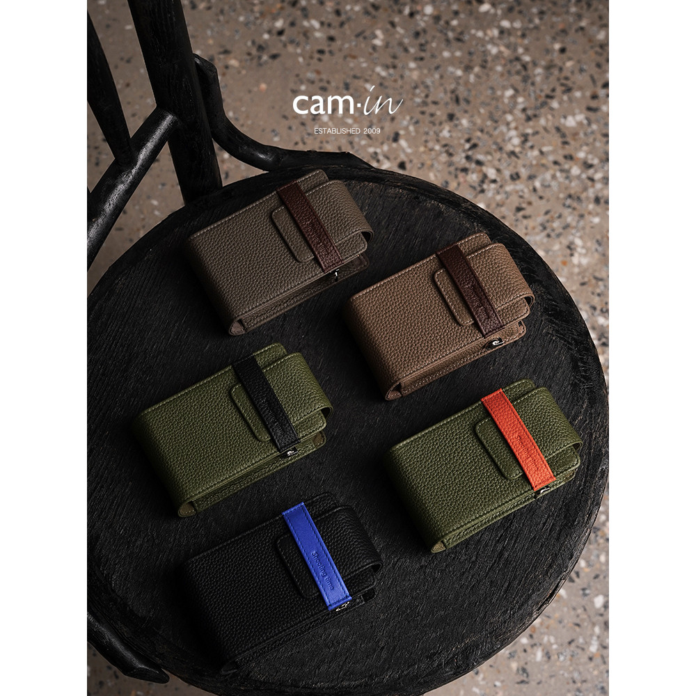 Camin ของแท้ camin กระเป๋ากล้องดิจิตอลหนังแท้เหมาะสําหรับ Rico GR2/GR3 การ์ดสีดํา Cowhide กล้องกระเป