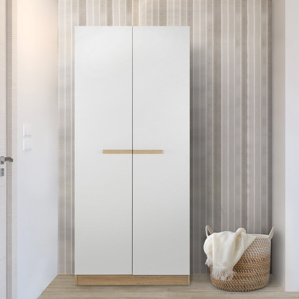 Koncept Furniture ตู้เสื้อผ้าบานเปิด 80 ซม. รุ่น Hanz สีไม้อ่อน (80x60x180 ซม.)  แบรนด์ KONCEPT FURN