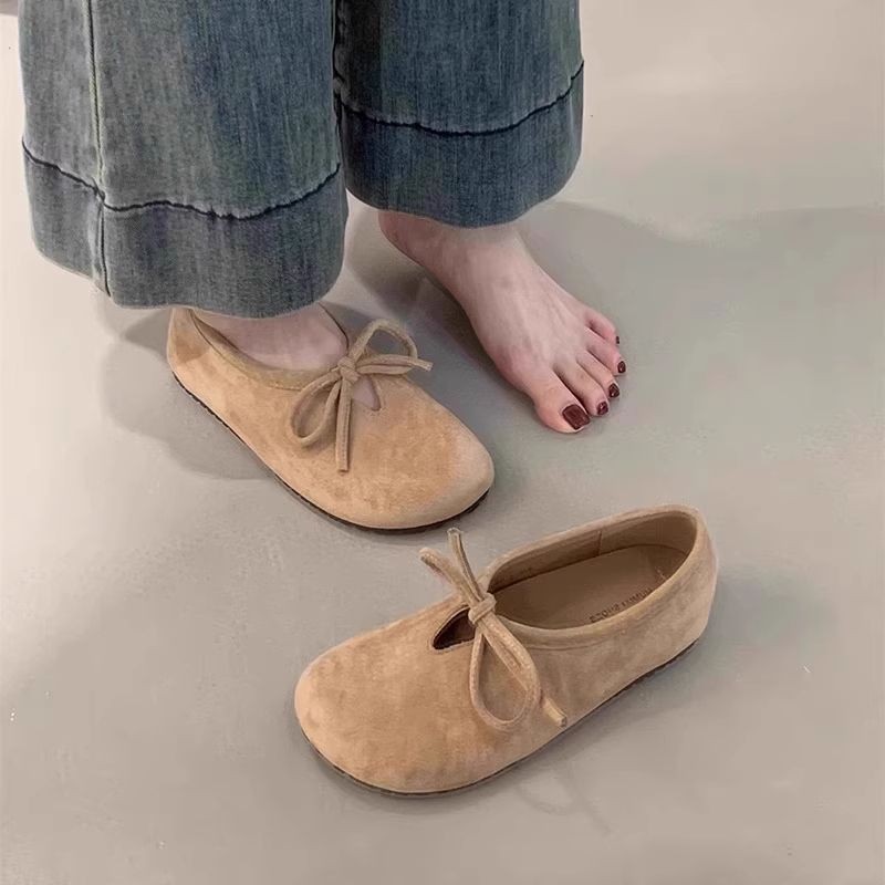 รองเท้าส้นแบน Peas Shoes Baotou พรีเมี่ยมเวอร์ชั่นเกาหลีสวมใส่ด้านนอก
