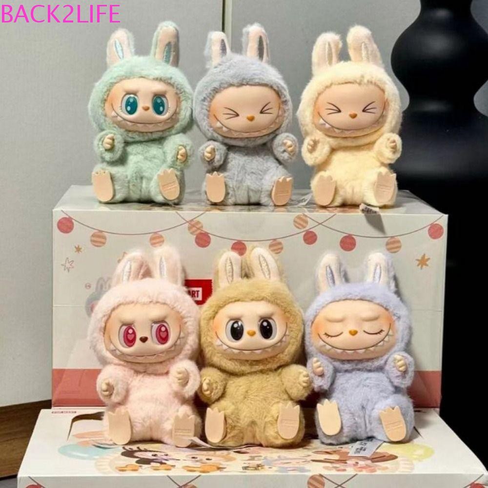 Back2life Labubu พวงกุญแจรูปตุ๊กตา, มีที่นั่ง V.2 Series นั่ง Party Labubu รุ่น, เครื่องประดับตุ๊กตา Pop Mart ท่านั่ง 15 ซม. Labubu มีที่นั่งของเล่นเด็ก