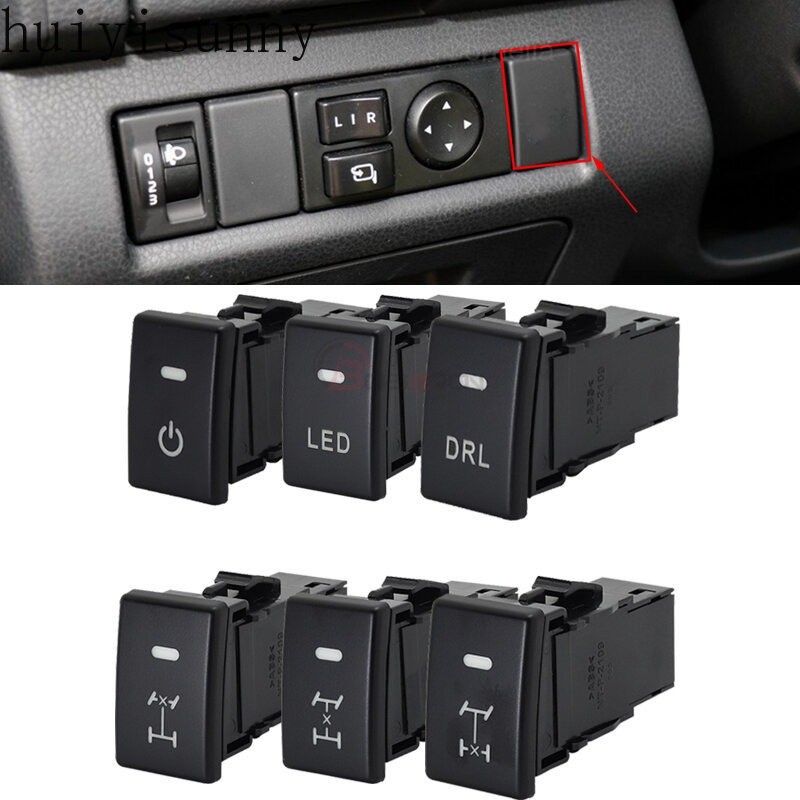 Hys ปุ่มสวิตช์รถยนต์เปิดปิด LED DRL ปุ่มด้านหน้าขนาดกลางด้านหลัง Differential ล็อคสวิทช์พร้อมสายไฟเชื่อมต่อสําหรับ ISUZU MU-X / D-MAX