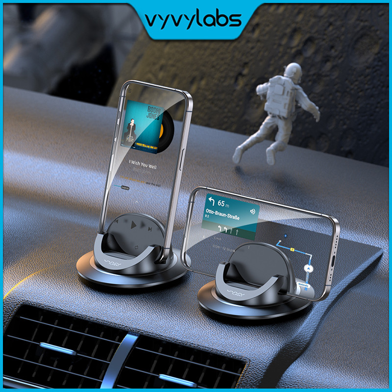 Vyvylabs Car Holder UFO 360 ° หมุนที่ถอดออกได้กาวติดตั้งแดชบอร์ดการทํางานมือเดียวสําหรับโทรศัพท์มือถือทุกรุ่น
