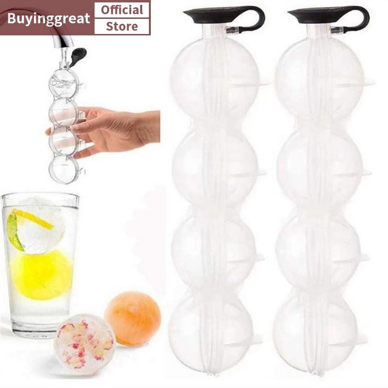 Tst 4 Cavity Bar Sphere Ice Cube Mould Ball ตู้แช่แข็ง Maker ถาดวิสกี้ DIY SG