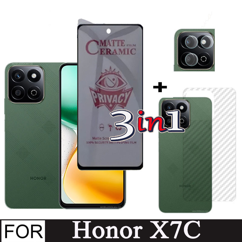 Honor X7C กระจกนิรภัยคลุมทั้งหมดฟิล์มสําหรับ Huawei Honor X7A X7B X8B 3 in 1 Privacy Ceramic Protect