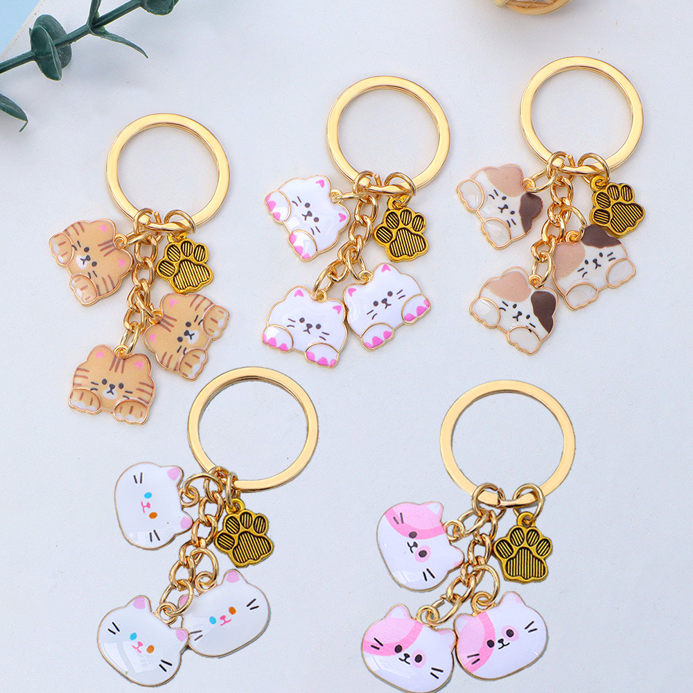 Kawaii Dangling แมวพวงกุญแจโลหะลูกแมว Claw จี้พวงกุญแจกระเป๋าถือเครื่องประดับสําหรับผู้หญิงสาว DIY อุปกรณ์เสริม