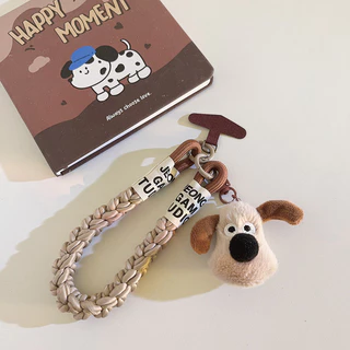 Creative ins Master Dog Head Doll Pendant Phone Case Lanyard Twist Rope สายรัดข้อมือสั้นพวงกุญแจแขวนโซ่