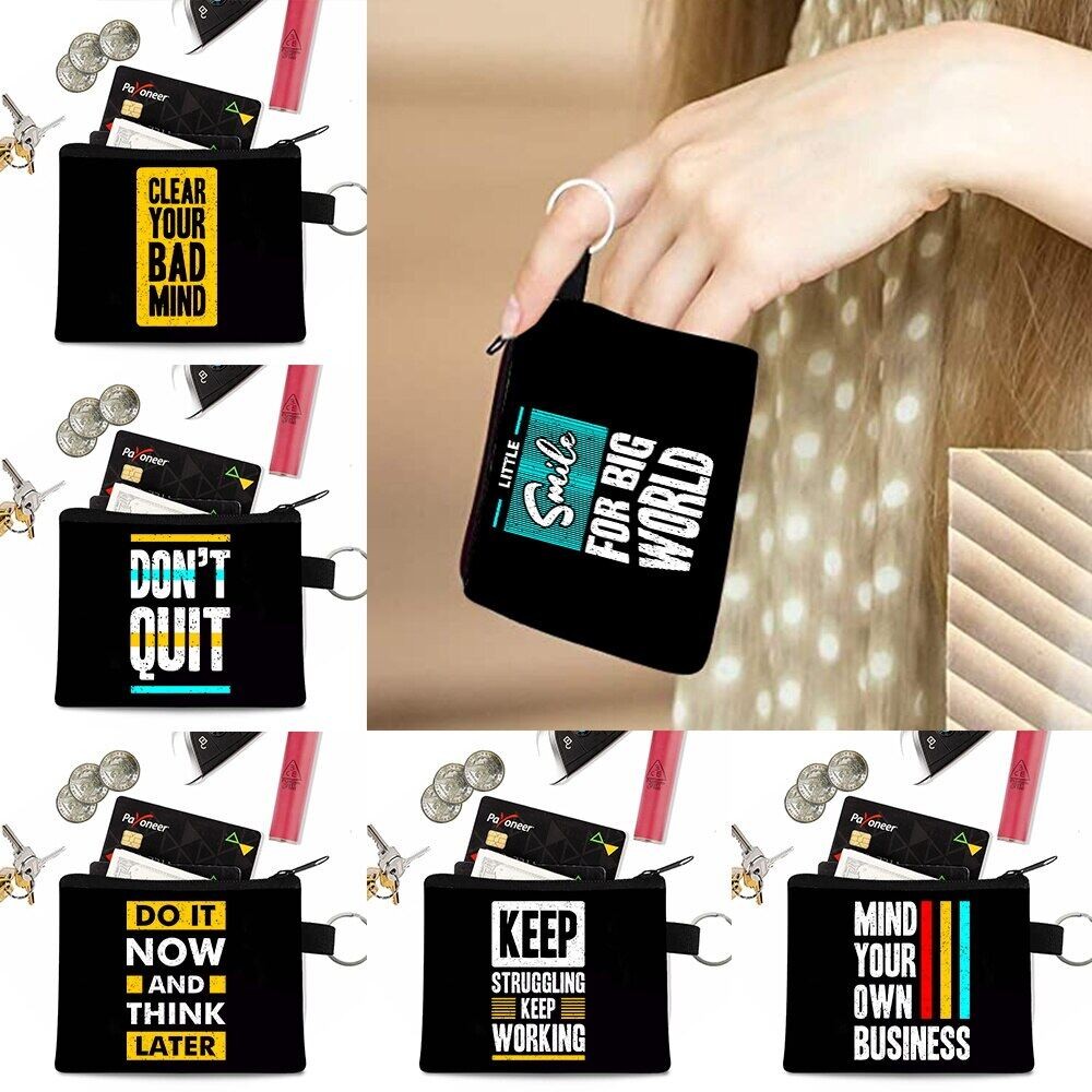 กระเป๋าสตางค์เหรียญสำหรับผู้หญิง,ผู้ถือบัตร,กระเป๋าใส่เครื่องสำอางแบบพกพาแบบสบาย ๆ Phrase Series