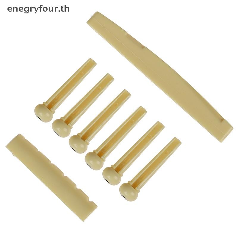 ของขวัญ & ของเล่น 1 ชุดแบบพกพา 6-String กีตาร์สะพาน Pins Saddle Nut อุปกรณ์เสริมกีตาร์โปร่ง