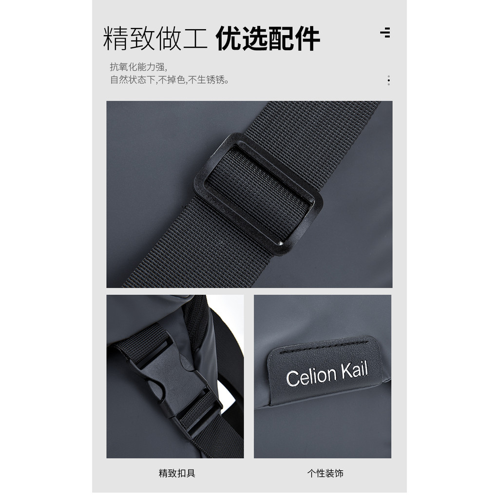 Casual Multifunctional กระเป๋าสะพายชาย Multi-Layered ซิป Messenger กระเป๋าขนาดใหญ่ความจุ Water-Repellent Messenger กระเป๋า
