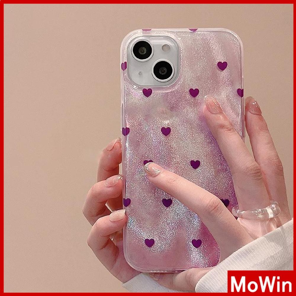 Movin - เคส iPhone 16 11Pro Max ลายขนนกสีเงิน เคสใสโฮโลแกรมเลเซอร์สุดหรู TPU หัวใจหลากสีสัน มีให้เลือกหลายแบบ เข้ากันได้กับ iPhone 15 14 13 12 Pro max XS XR 7 8 Plus