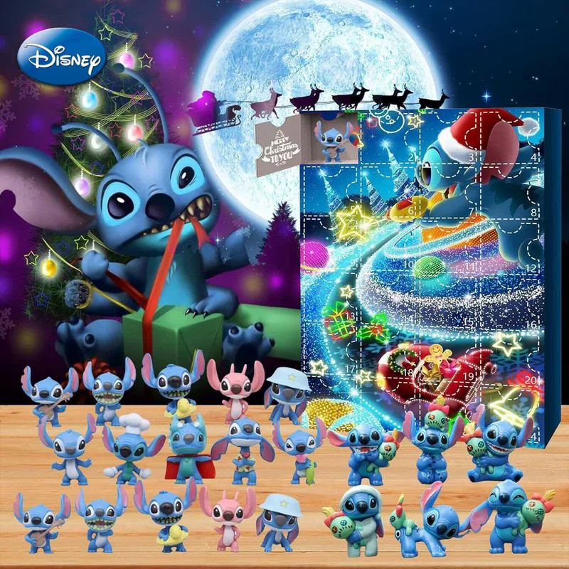 Disney Anime Lilo and Stitch 2023 Christmas Advent Calendar Box Mickey Minnie Cartoon Figures Kid Gi