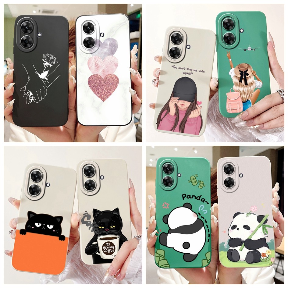 เคสกันกระแทกสําหรับrealmeหมายเหตุ60 4GปลอกNote60กันชนสําหรับRealme Narzo N61 2024ฝาครอบสาวหวานLove Heartเคสโทรศัพท์