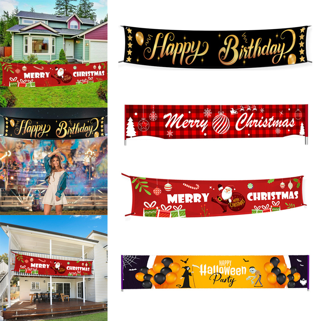แบนเนอร์กลางแจ้งคริสต์มาส Merry Christmas ตกแต่งสําหรับตกแต่งบ้านกลางแจ้ง Xmas Natal Happy New Year 2025