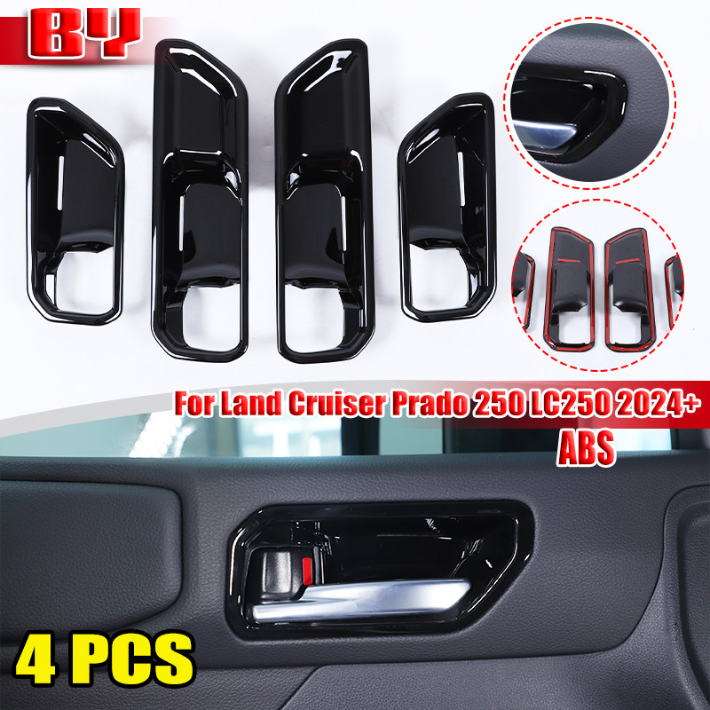 [คลังสินค้าพร้อม] สําหรับ Toyota Land Cruiser Prado 250 LC250 2024 + ABS สีดํารถด้านในมือจับประตูประ