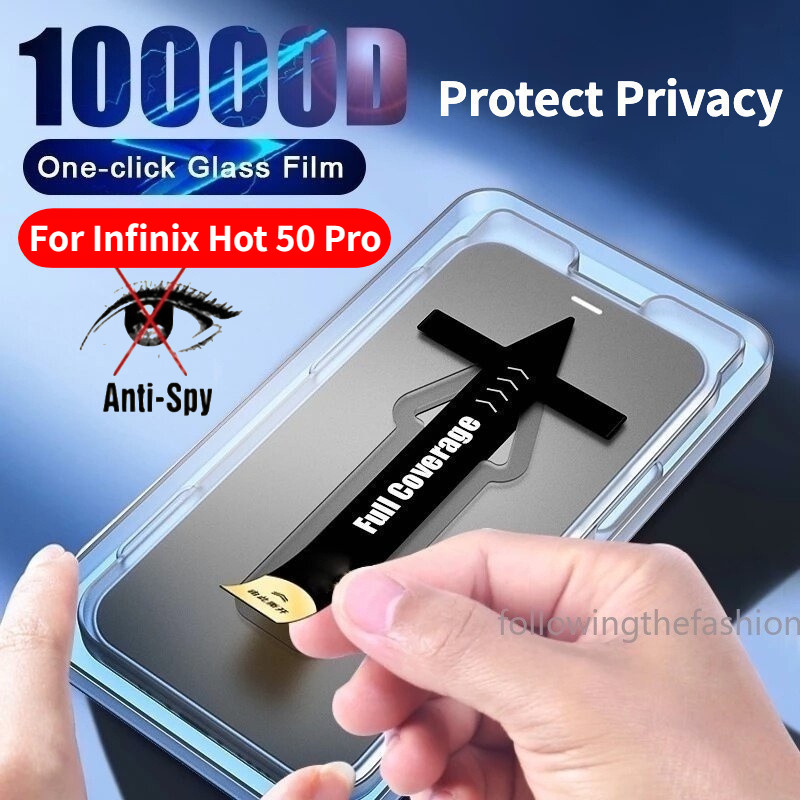 ฟิล์มเสริมอัตโนมัติ Applicator HD Anti-Spy ความเป็นส่วนตัวกระจกนิรภัยสําหรับ infinix Hot 50 50 Pro Pro + 4G 5G คลุมทั้งหมดป้องกันหน้าจอเพียงคลิกเดียวติดตั้งป้องกันฝุ่นฟรี