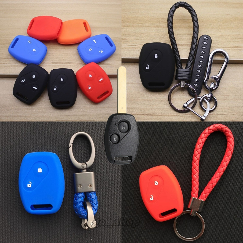 Honda ซิลิโคนป้องกันกุญแจรถฝาครอบรีโมทกรณี Keyfob ผู้ถือ 2 ปุ่มปลอก Keyless Remote Silica กันน้ําสําหรับ Honda Jazz City Accord Civic FD HRV CRV