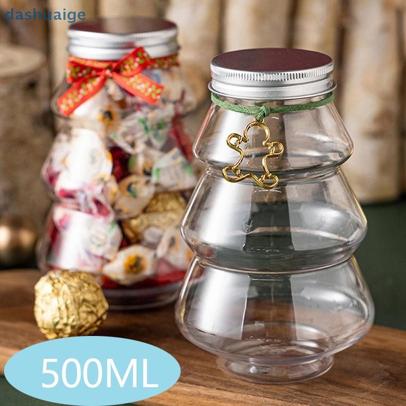 [WvW] 500ml Christmas Tree Sweet Jar เด็กโปรดปราน DIY ของขวัญ Candy คุกกี้ขนมขบเคี้ยวช็อกโกแลตบรรจุกล่องตกแต่งปีใหม่ OoO