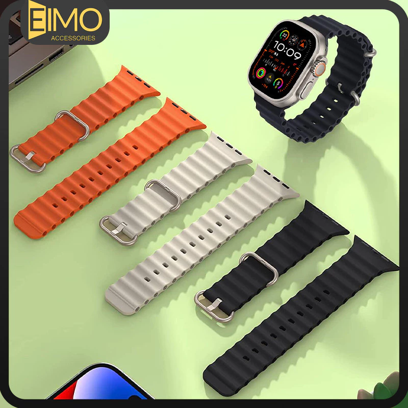 สายนาฬิกาซิลิโคนทะเล For Iwatch Apple Watch Ultra/SE 3 2/Ultra 49มม 44 40 42 38 41 45มม Series 11/10 9 8 7 6 5